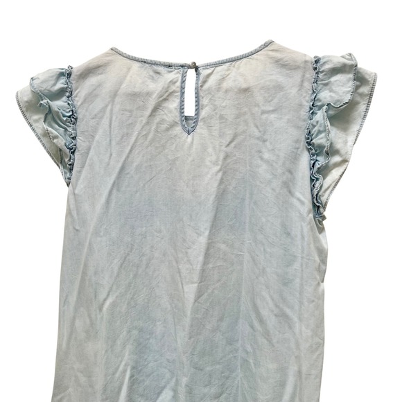 AS U Wish Women's‎ Ruffle Sleeve Chambray Dress - Light Wash, Casual - Picture 3 of 5